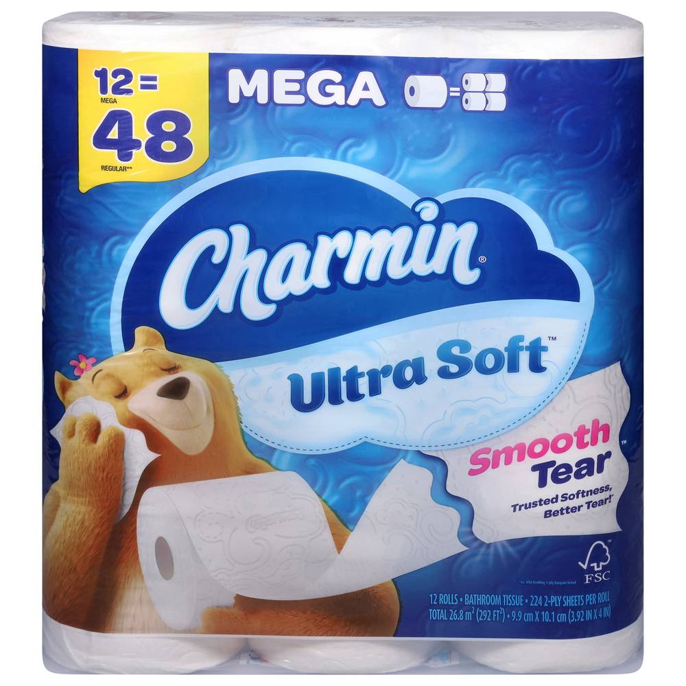 Charmin Ultra Soft Toilet Paper Rolls, 224 Sheets Per Roll (12 ct)