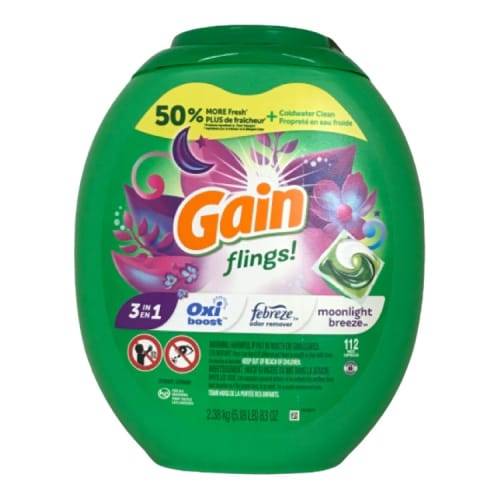 Gain Flings He Moonlight Breeze Scent Liquid Laundry Detergent Pods (83 oz)