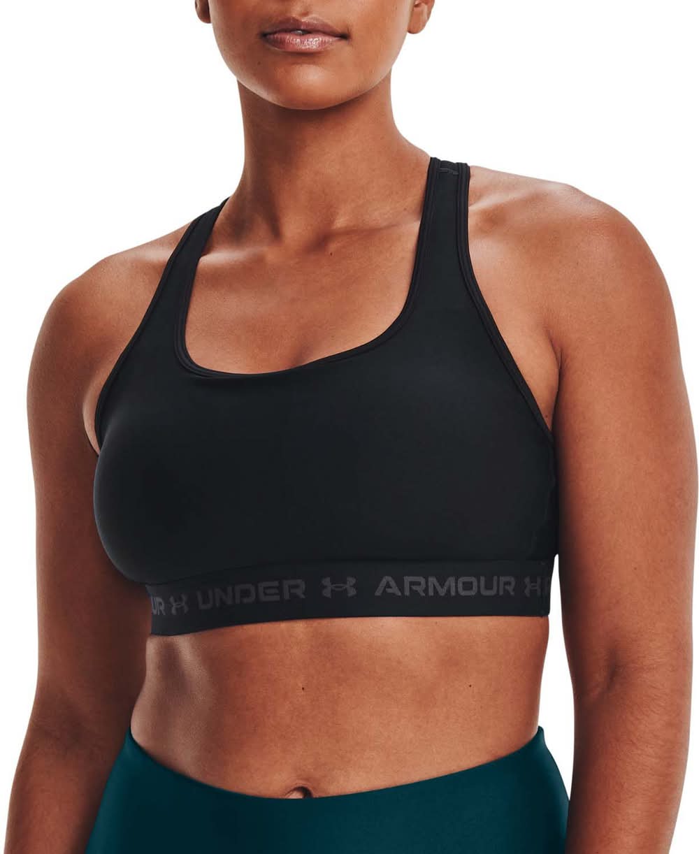 Under Armour Women's Mid Crossback Sports Bra (Black, L)