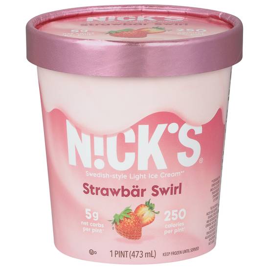 Nicks Strawbar Swirl Light Ice Cream