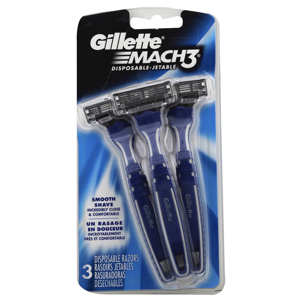 Gillette Mach3 Smooth & Shave Men's Disposable Razor (3 ct)