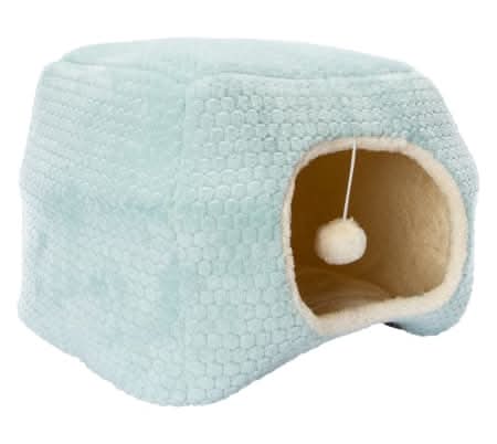 Cat Hut With Dangle Toy 16in x 14in Blue