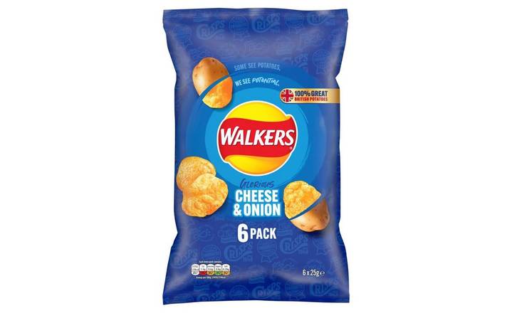 Walkers Cheese & Onion Multipack Crisps 6 pack (547026)