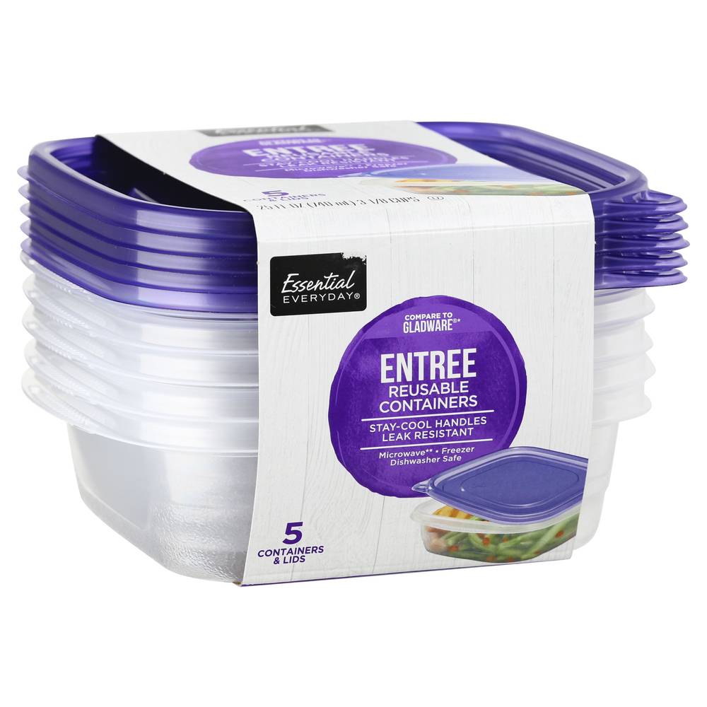 Essential Everyday Compare To Gladeware Entree Reusable Containers & Lid (5 ct)