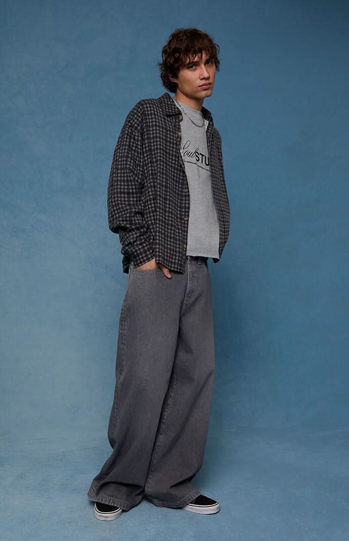 Men's Ryder Ultra Baggy Jeans Flames Gray 30W x 32L