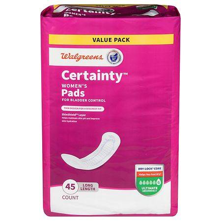 Walgreens Certainty Ultimate Absorbency Incontinence Pads Long Length (45 ct)