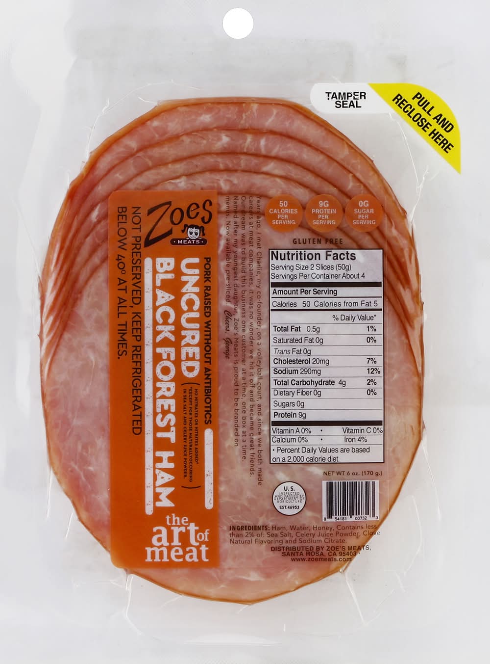 Zoe's Uncured Black Forest Ham (6 oz)