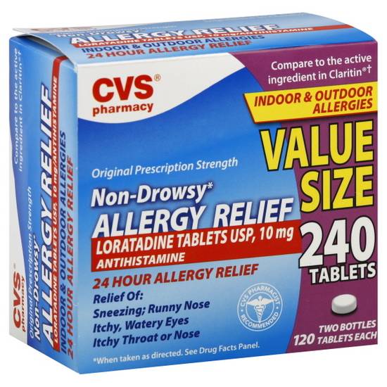 Cvs Pharmacy Indoor & Outdoor Original Prescription Strength 10 mg Allergy Relief Tablets ( 240 ct )