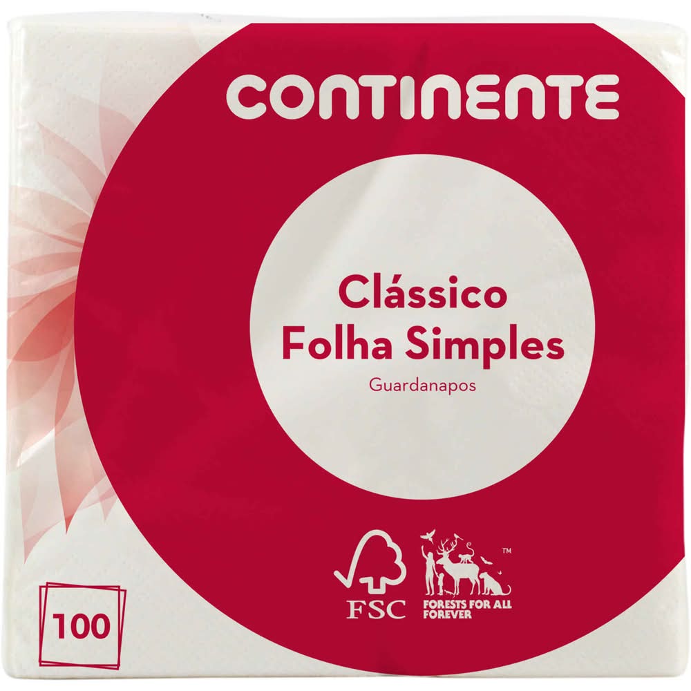 Guardanapos 1 Folha Branco Continente (100 un)