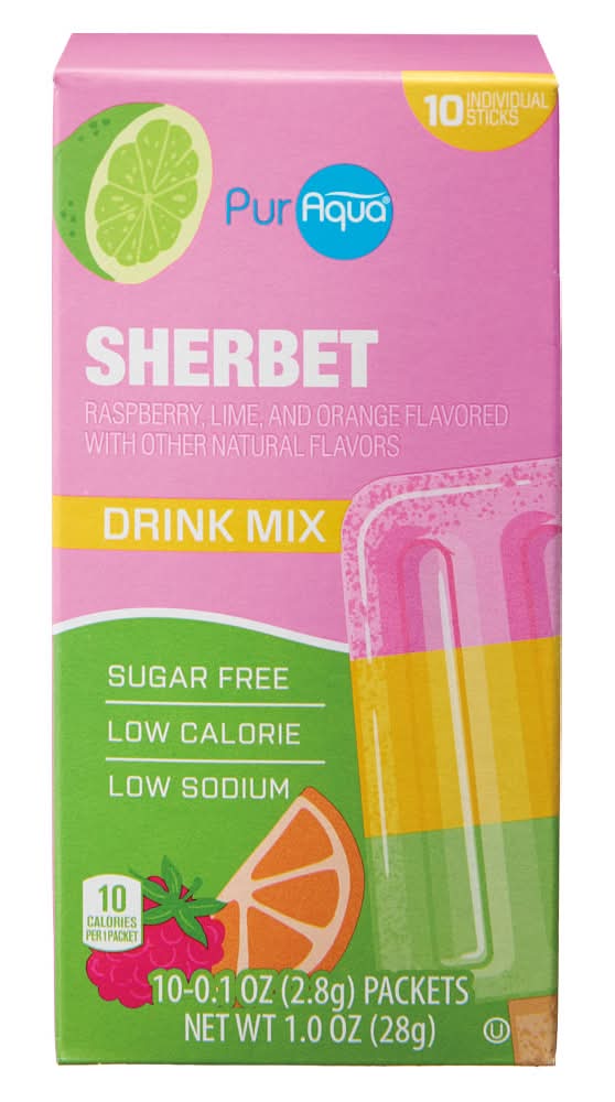 PurAqua Drink Mix Sticks, Sherbet