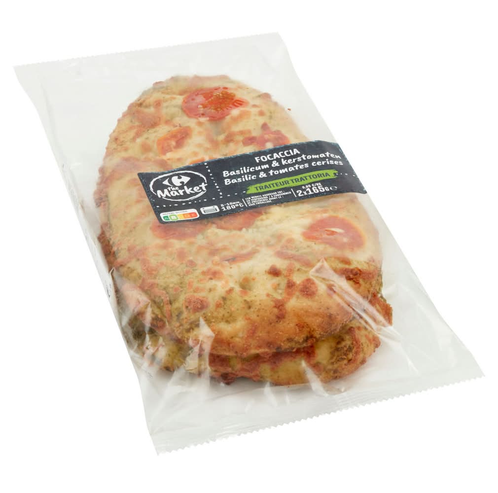 Carrefour The Market Focaccia Basilic & Tomates Cerises 2 x 165 g