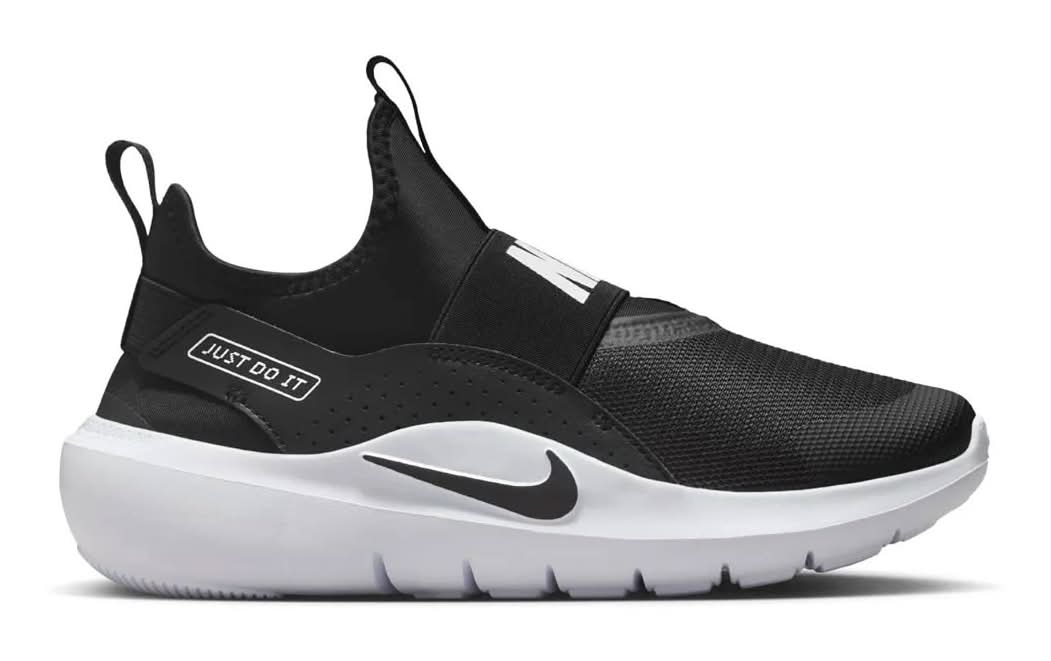 Nike Flex Runner 4 Slip-On Sneaker - Kids' (Black/White Medium - 4 Youth)