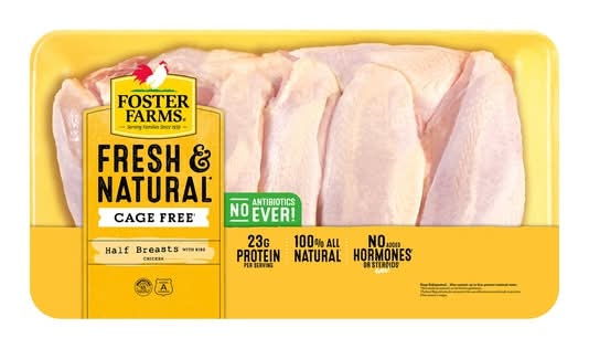 Foster Farms, Fresh And Natural Half Chicken Breasts Value Pack