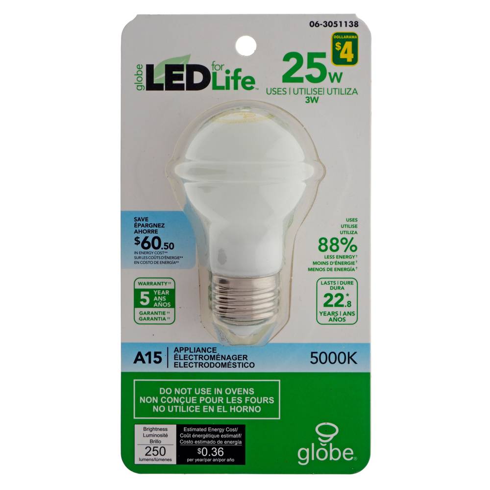 A15 LED Appliance Warm Light Bulb 3000K