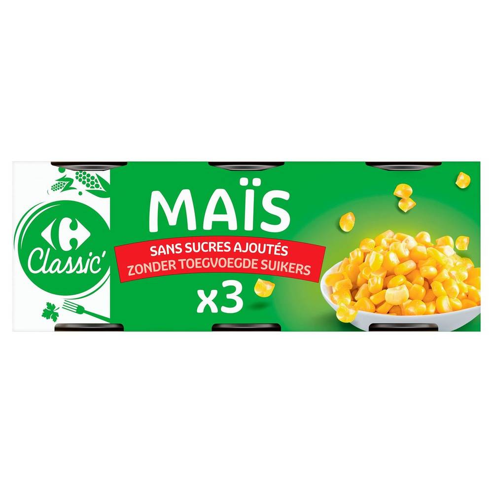 Carrefour Classic'' Maïs sans sucres ajoutés 3 x 212 ml