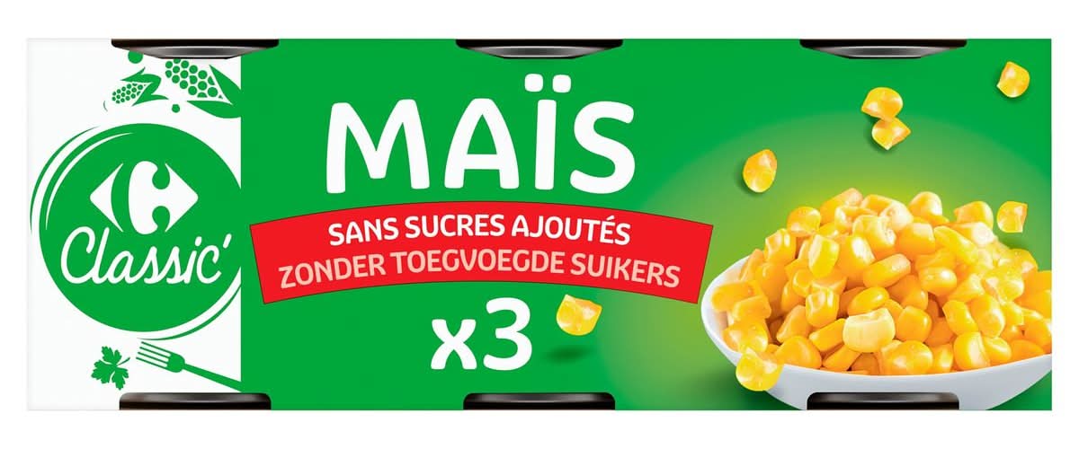 Carrefour Classic'' Maïs sans sucres ajoutés 3 x 212 ml
