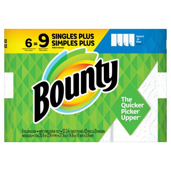 Bounty Select-A-Size Paper Towels, 6 Plus Rolls