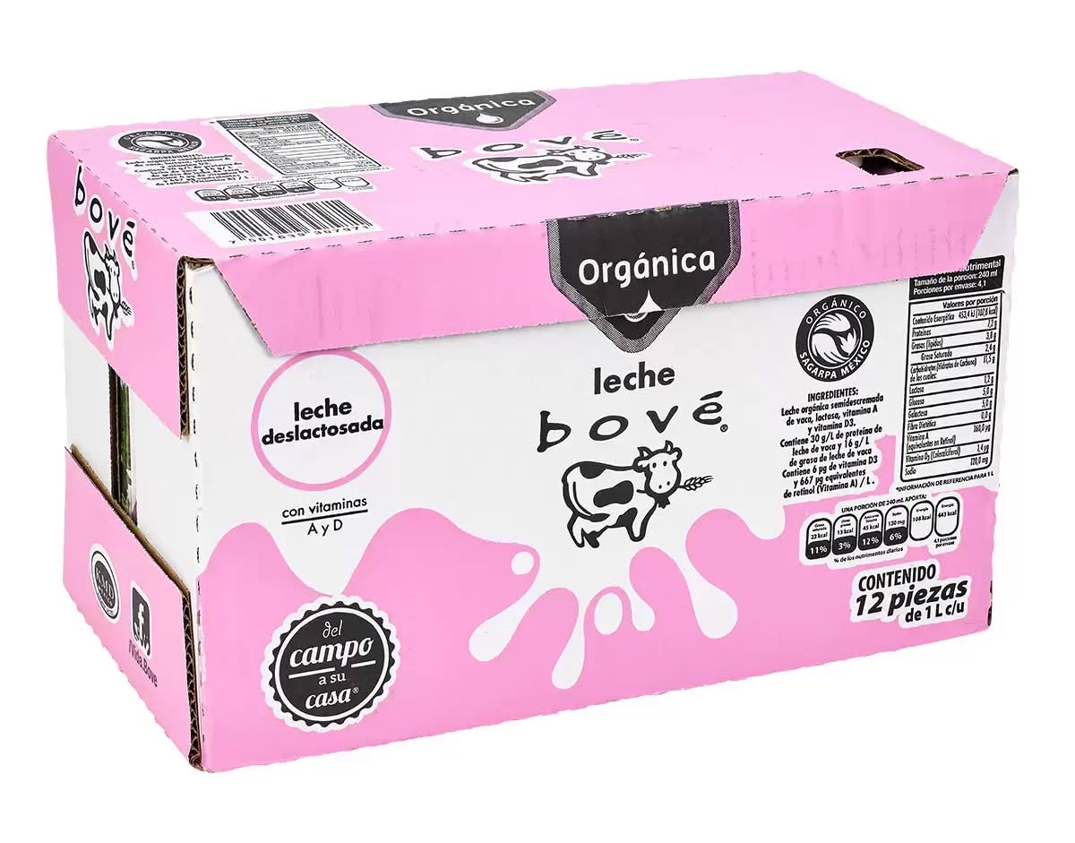 Bové · Leche orgánica deslactosada y semidescremada (1 L)
