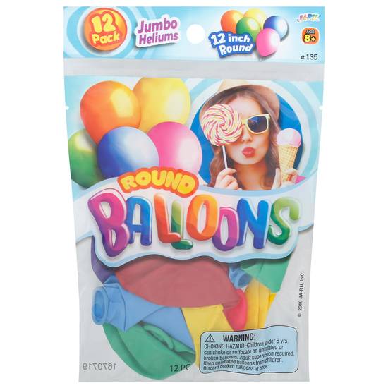 Ja-Ru Jumbo Round Balloons (12 ct)