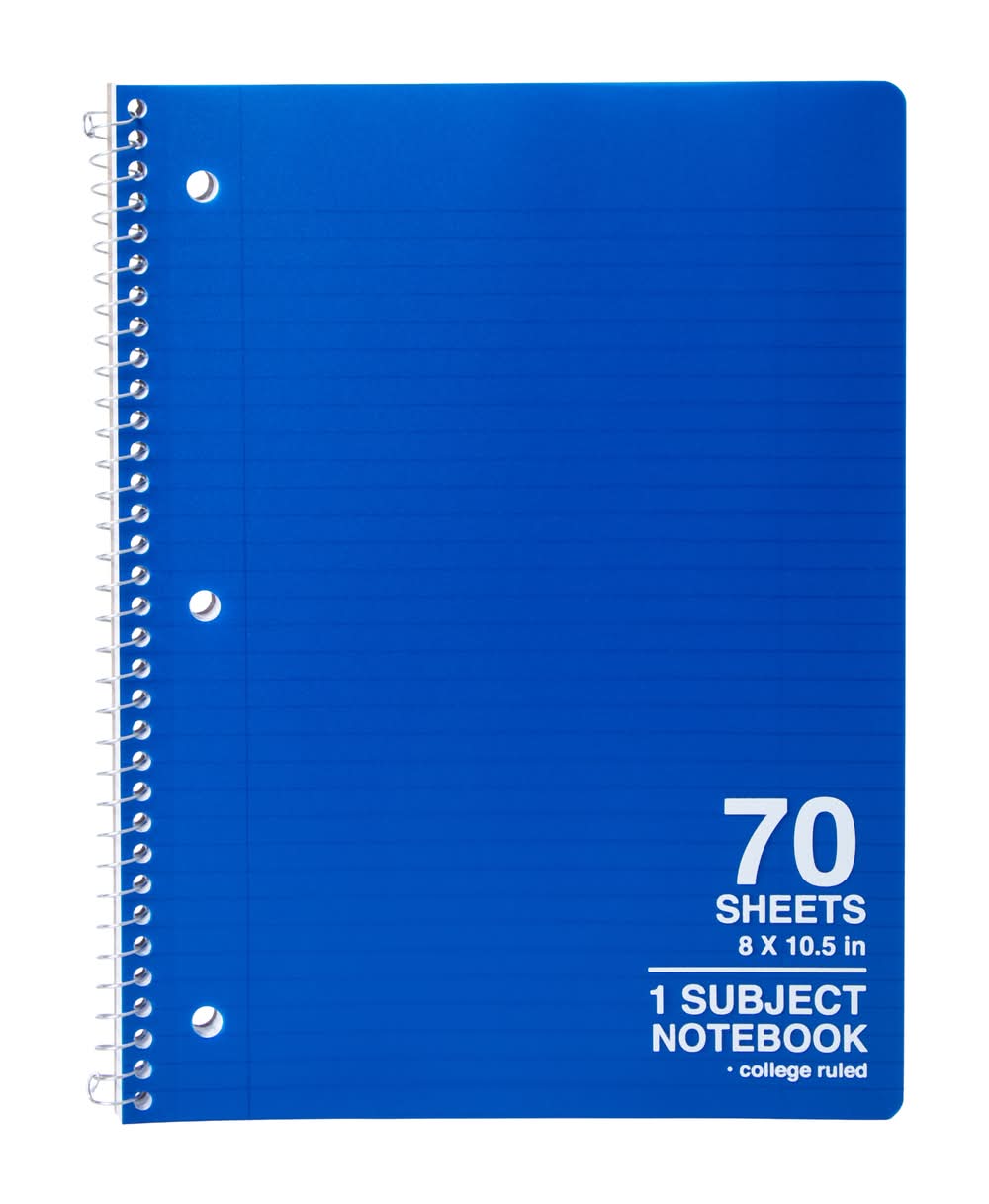 1-Subject College Ruled Spiral Notebook Blue