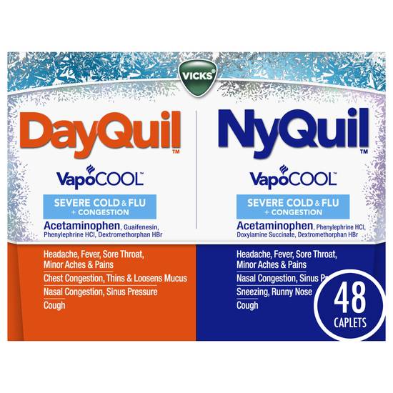 Vicks Vapocool Severe Cold & Flu + Congestion Dayquil/Nyquil Caplets