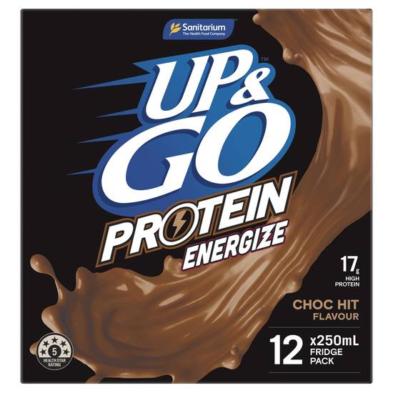 Sanitarium Up&Go Liquid Breakfast Protein Energize Choc Fridge pack 250ml (12 pack)