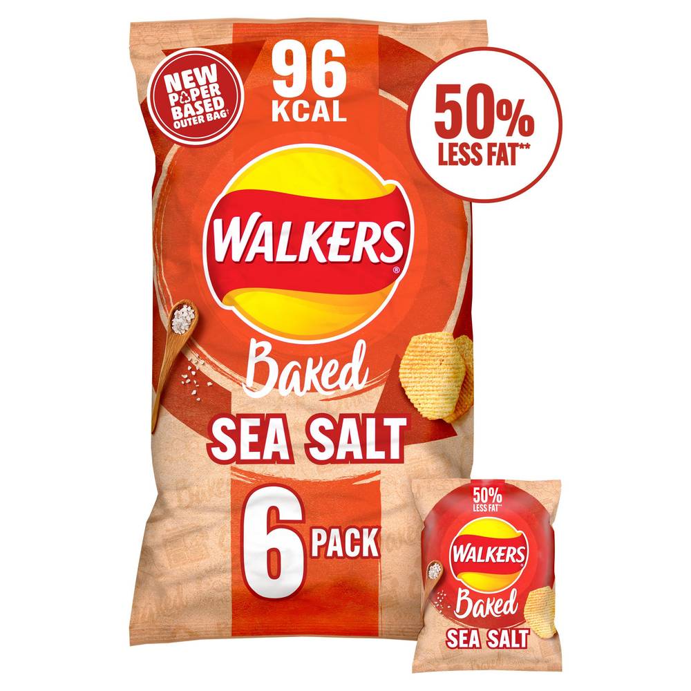 Walkers Baked Sea Salt Snacks Crisps 6 X 22g