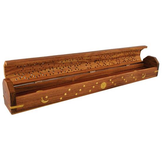 Wooden Coffin Incense Burner 12in