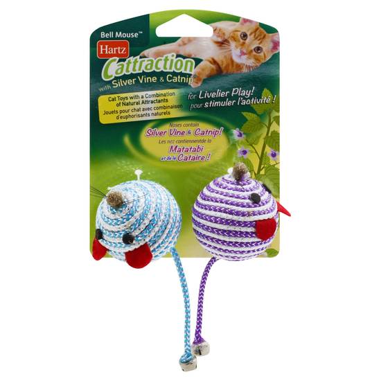 Hartz Cattraction Bell Mouse With Silver Vine & Catnip Cat Toy (2 ct)