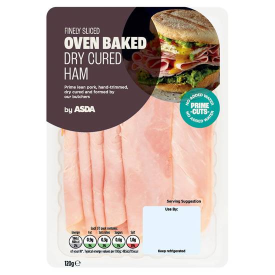 Asda Finely Sliced Oven Baked Dry Cured Ham 120g