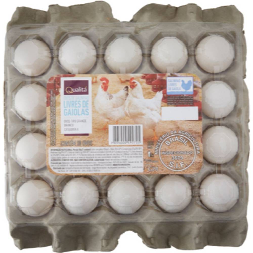 Qualitá ovos brancos grande livre gaiola (20 un)