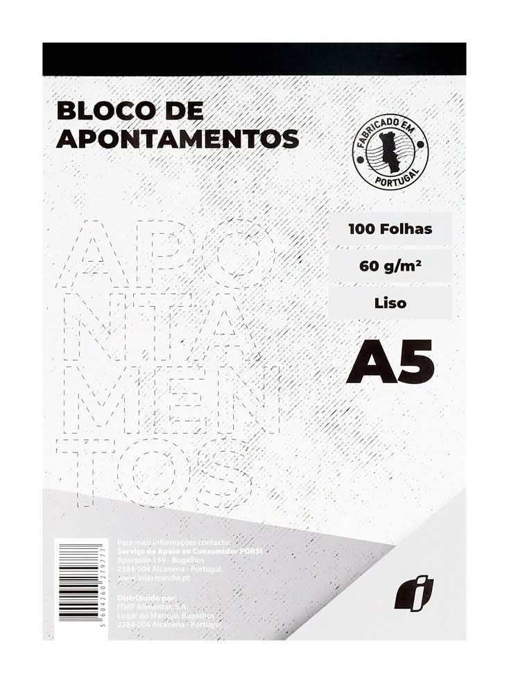 PorSi - Bloco notas A5 liso, 100 folhas