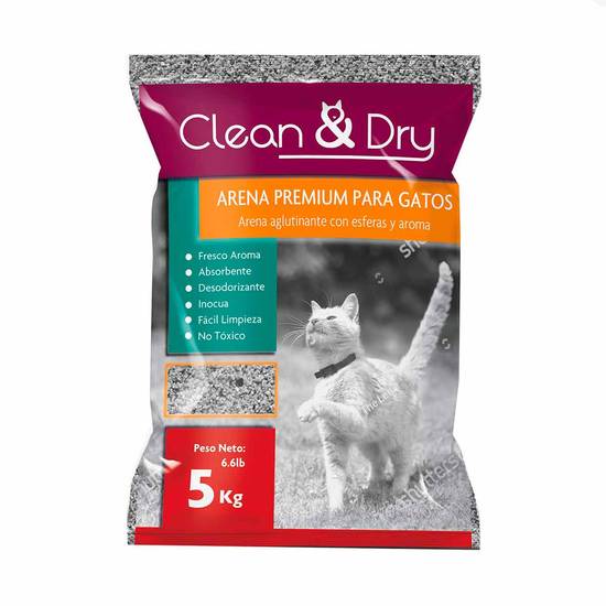 Clean & dry arena premium para gatos (costal 5 kg)