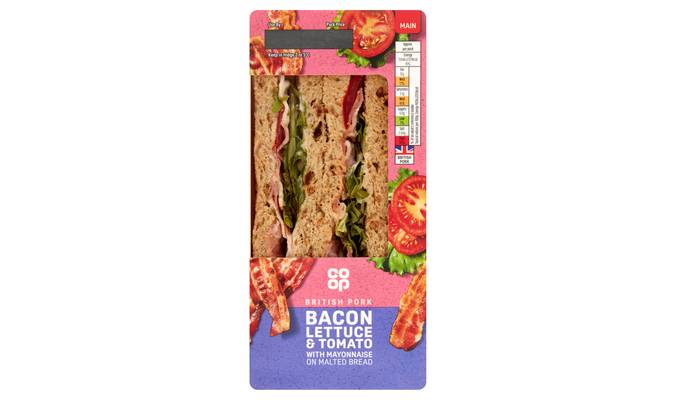 Co-op Bacon Lettuce & Tomato with Mayonnaise on Malted Bread