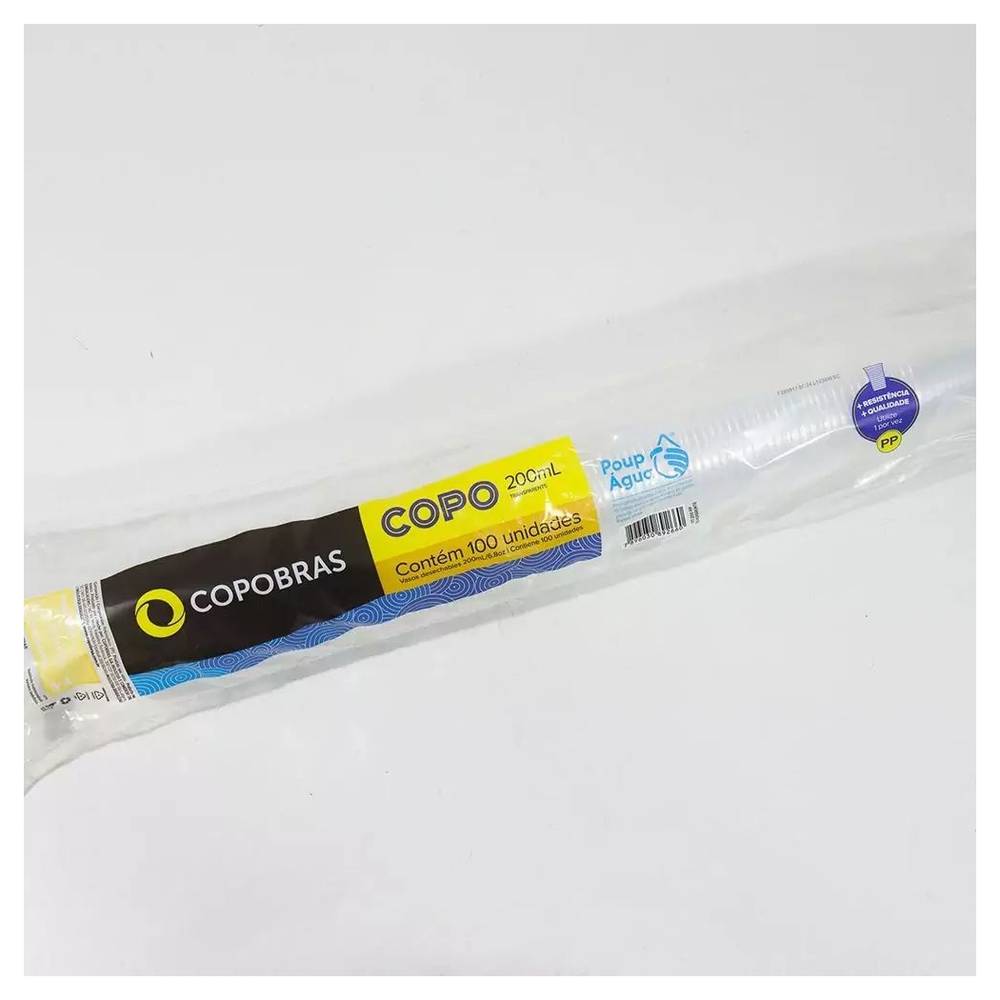 Copobras copo plástico descartável transparente (100x200ml)