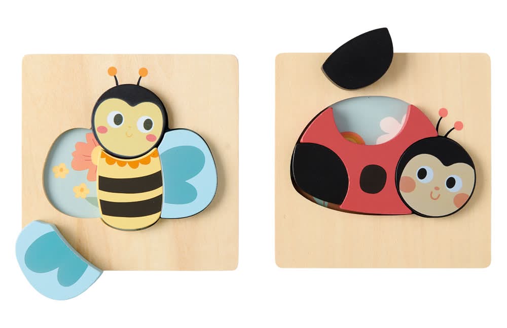 Little Town Wooden 2pk Puzzles - Ladybug & Bee