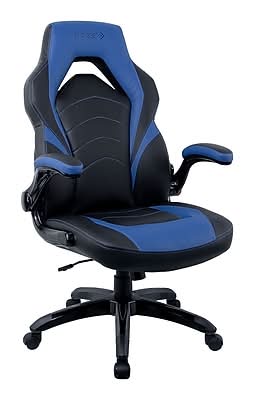 Staples Emerge Vortex Bonded Leather Ergonomic Gaming Chair, Black and Blue (58293-CC)