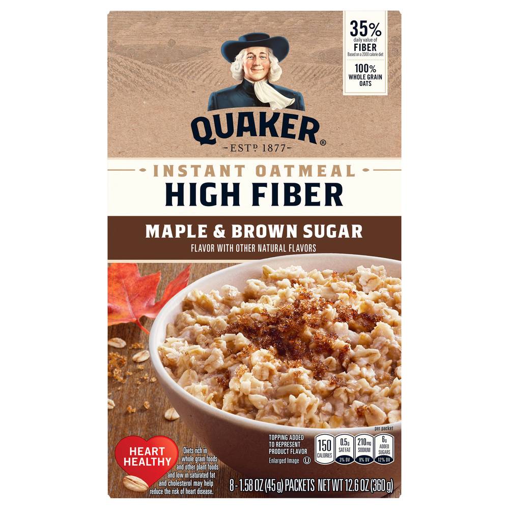 Quaker High Fiber Instant Oatmeal (maple-brown sugar )