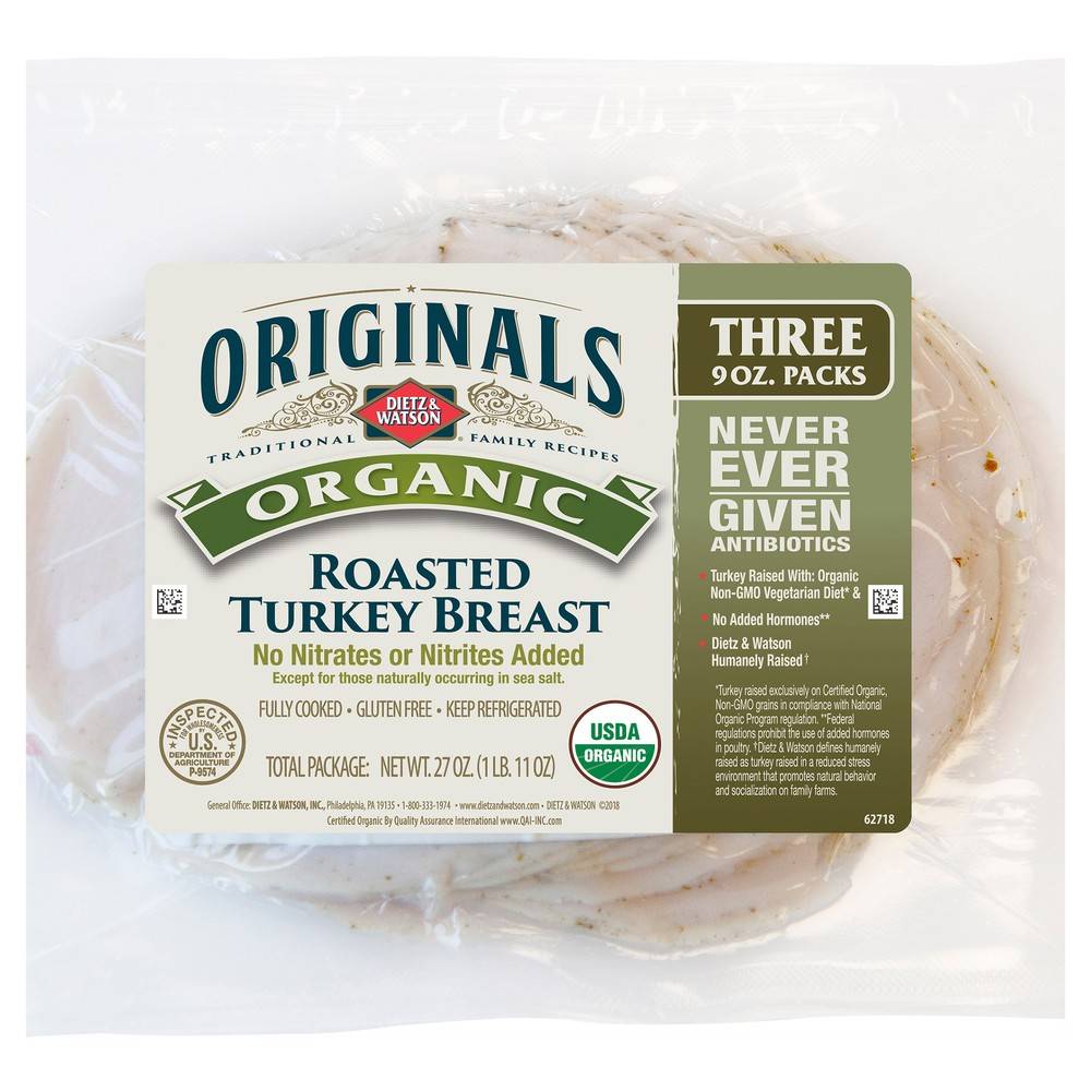 Dietz & Watson Organic Sliced Roasted Turkey Breast (1.69 lbs, 3 ct)