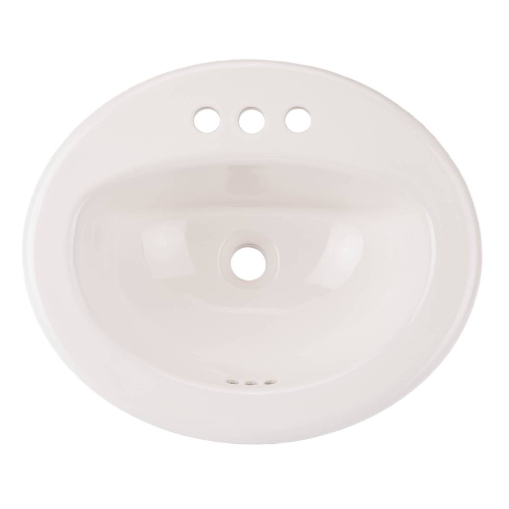 Project Source Vitreous China Drop-In Oval White Bathroom Sink (20-in x 17-in) | ML-20504