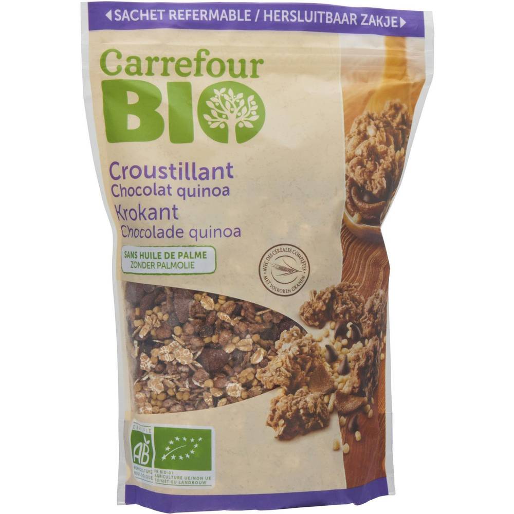 Céréales bio croustillant chocolat quinoa CARREFOUR BIO - le paquet de 375g