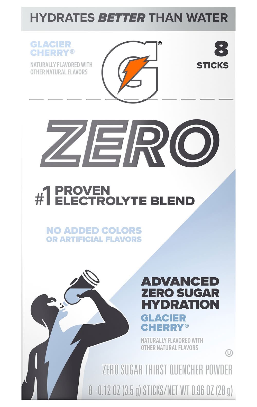 Gatorade Zero Thirst Quencher Electrolyte Powder, Glacier Cherry (8 x 0.12 oz)