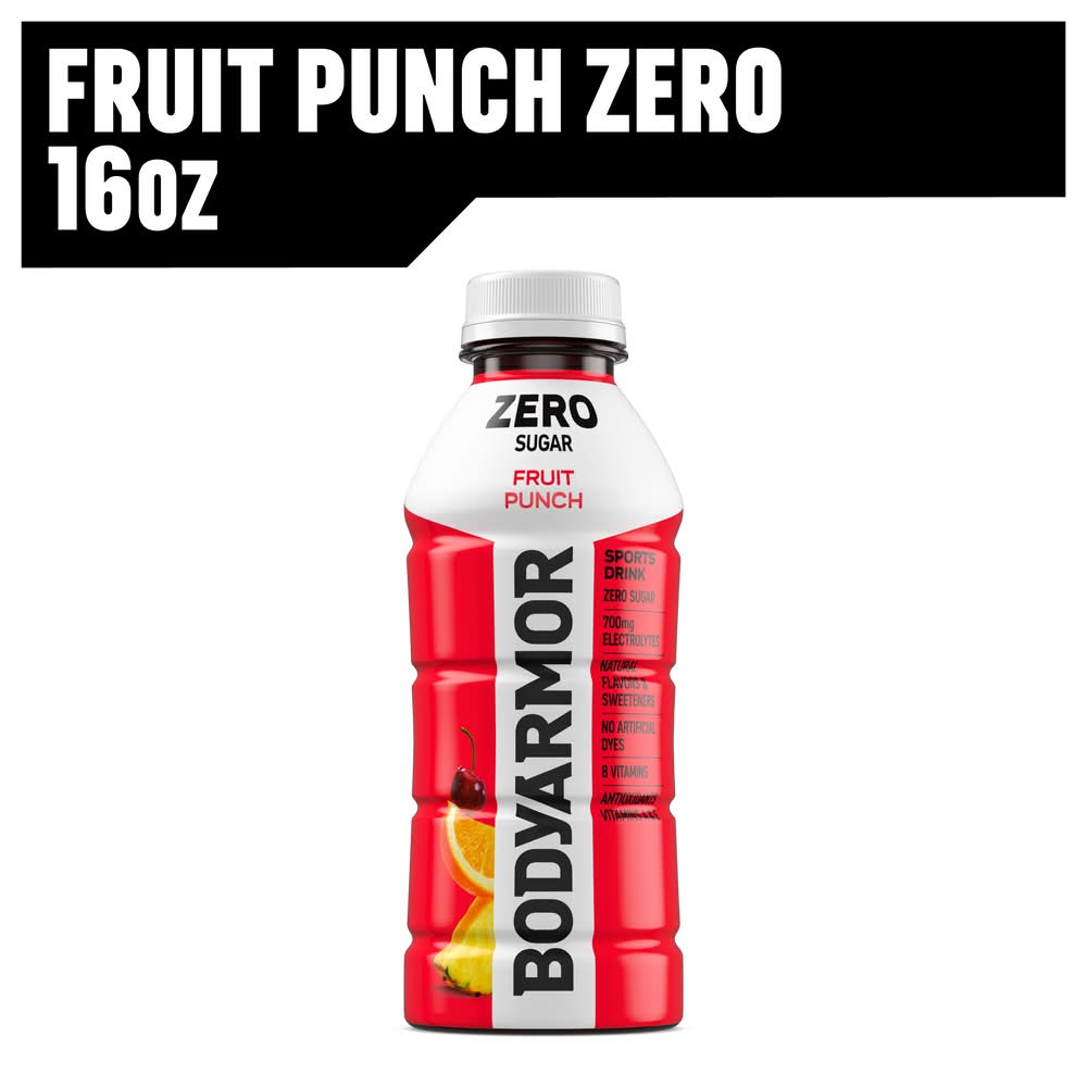 BODYARMOR Zero Sugar Electrolyte Sports Drink, Fruit Punch (16 fl oz)