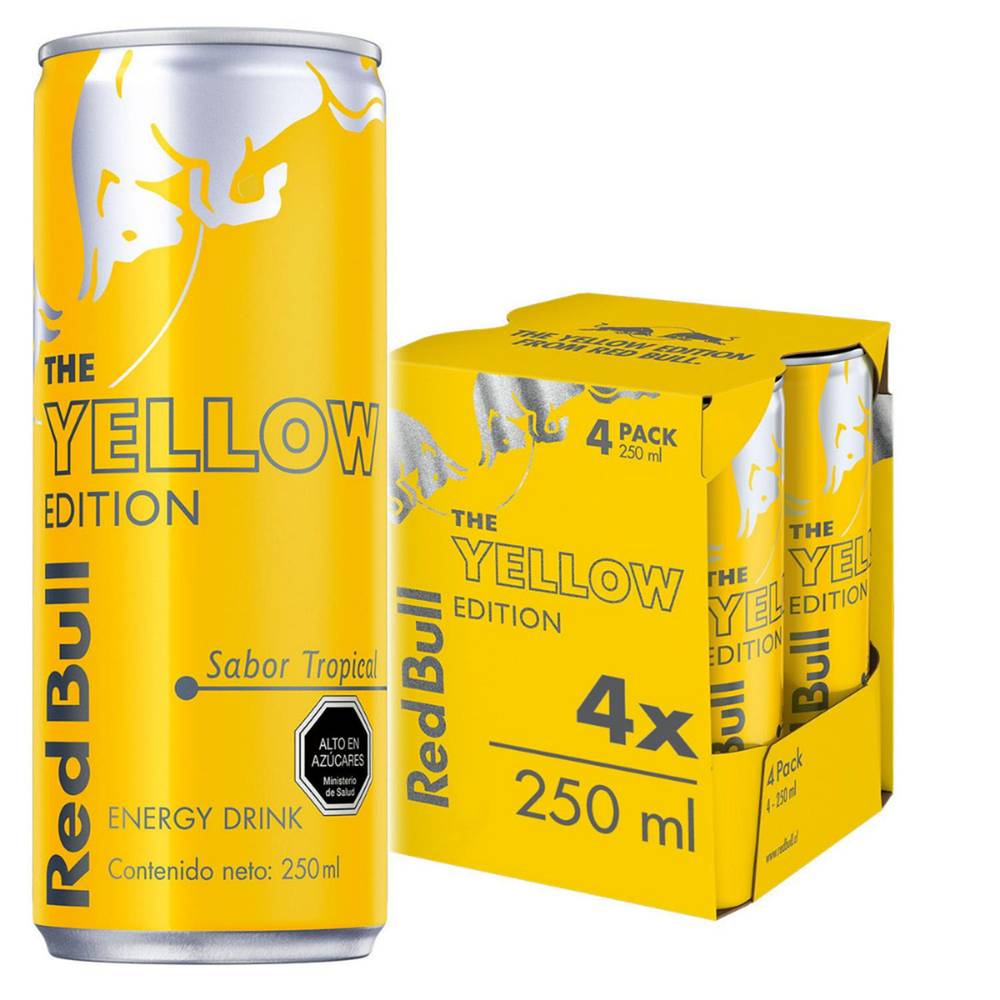 Red bull energy drink yellow edition tropical (pack 4 x 250 ml c/u)
