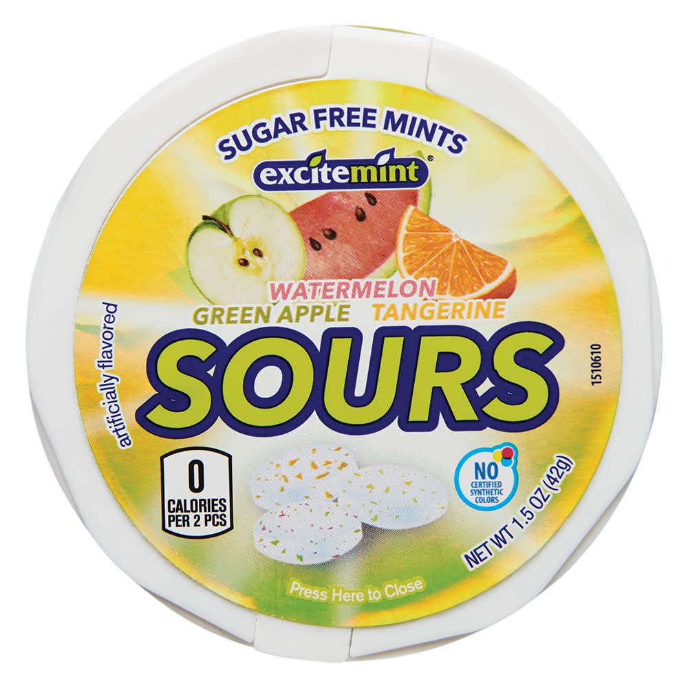Excitemint Sugar Free Yellow Sour Mints, Assorted (1.5 oz)