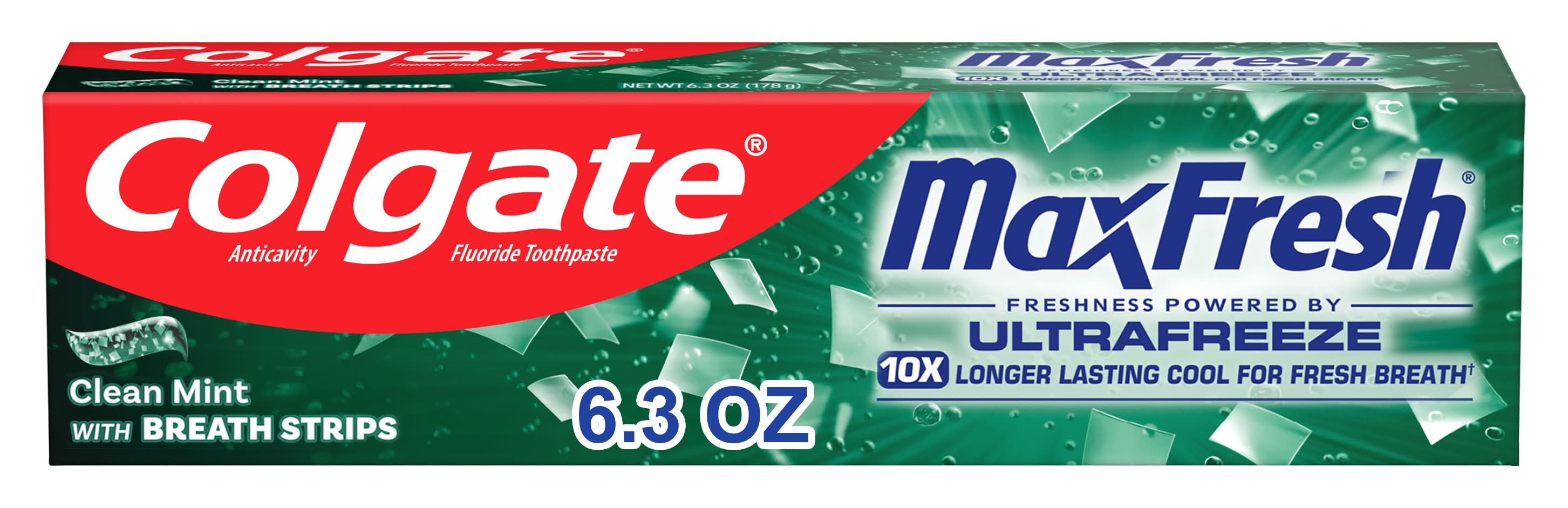 Colgate Max Fresh Breath Strips Clean Toothpaste, Mint (6.3 oz)