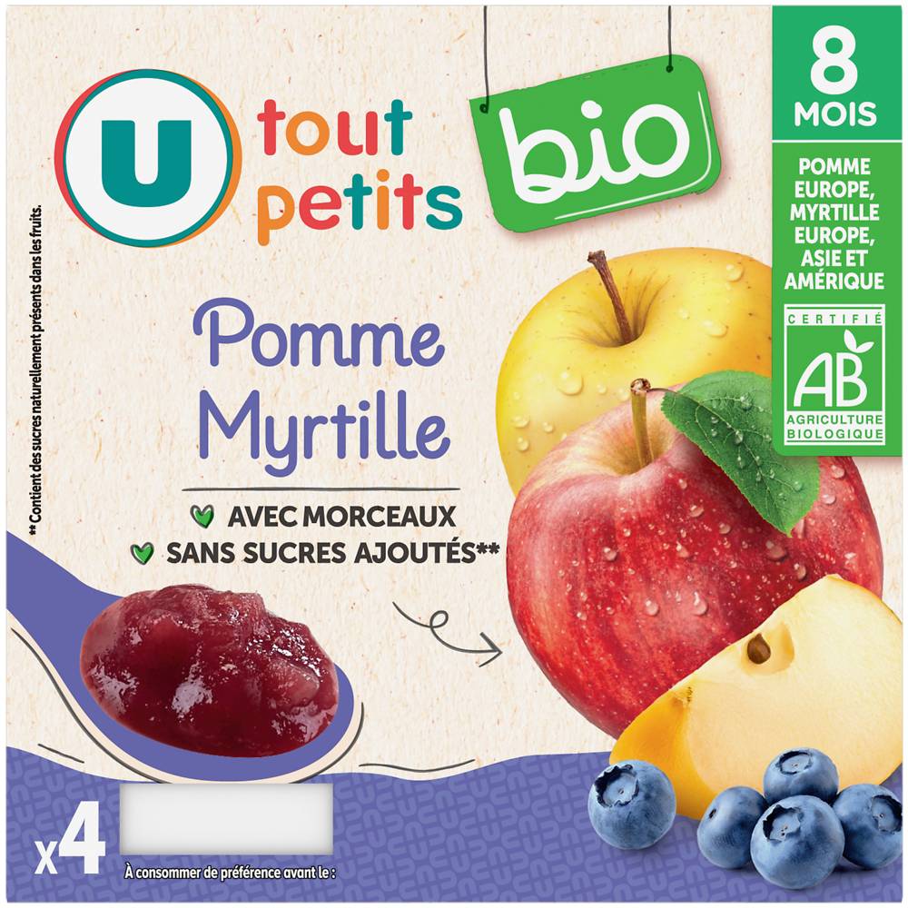 U - Tout petits pomme myrtille bio (8 mois)