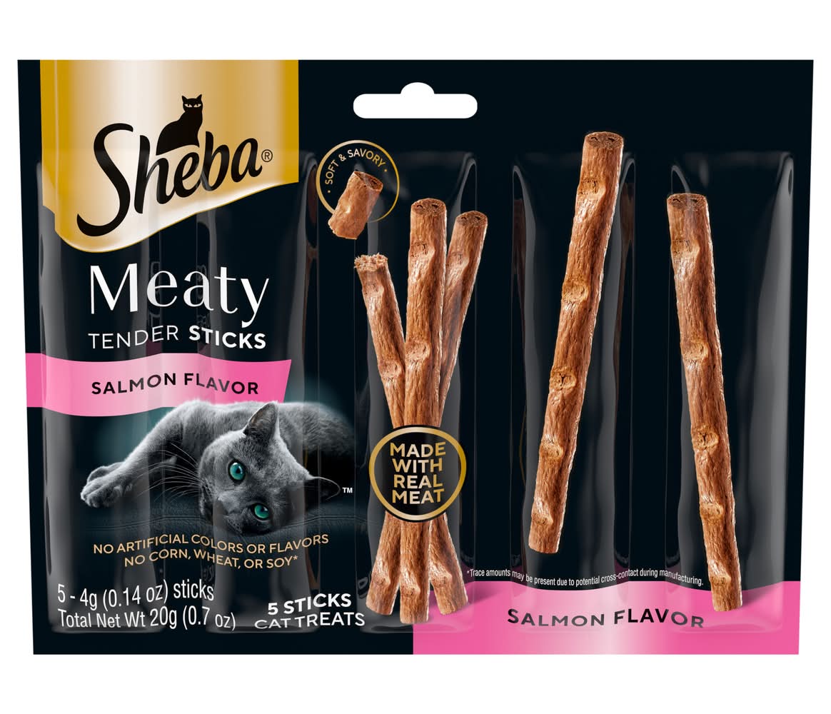 Sheba Grain Free Meaty Tender Sticks Cat Treats, Salmon (5 x 0.14 oz)