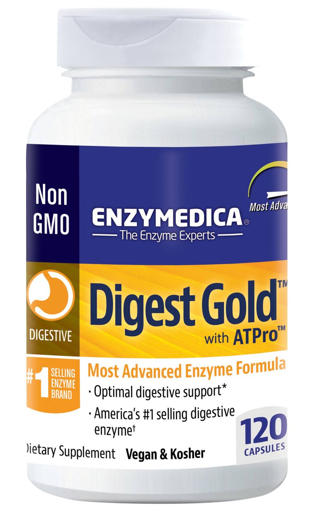 Enzymedica Digest Gold Digestive Enzyme With Atpro Capsules Dietary Supplement (120 ct)