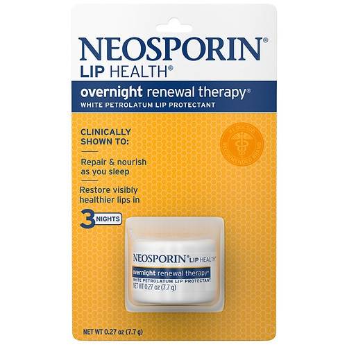 Neosporin Lip Health Overnight Renewal Therapy White Petrolatum Lip Protectant - 0.27 oz